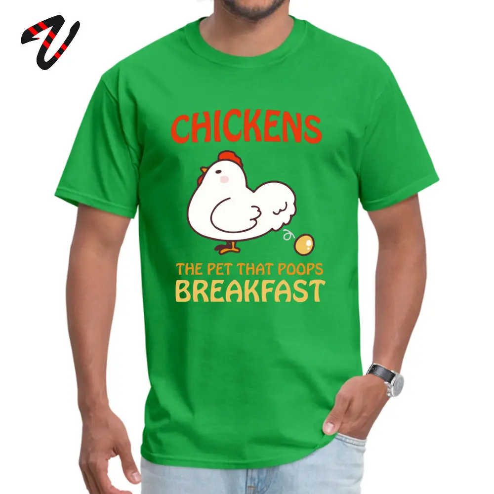 Design Prevalent Men's T-shirts Round Collar Short Sleeve 100% Cotton Fabric T Shirt Summer T Shirt Drop Shipping Chickens Pet That Poops Breakfast Funny Quote green