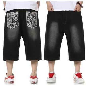 

Plus size Mens Casual Blue Lightweight Denim Shorts Men Jeans Summer Jean hip hop Mens Shorts Plus Size men short print letter