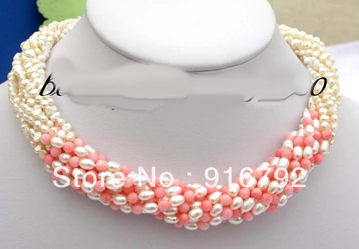 

free shipping >>>>>Luster 10strands baroque white freshwater pearl pink coral necklace