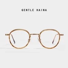 Титановые оптические очки, оправа, мужские винтажные круглые очки по рецепту, женские ретро очки из ацетата для близорукости