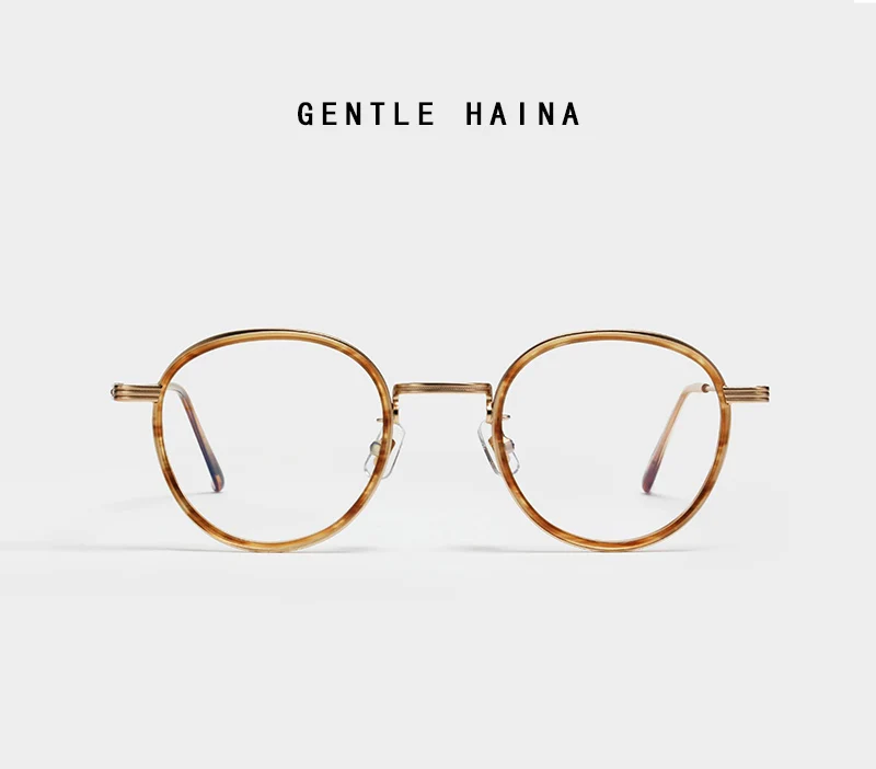 

2019 Titanium Optical Glasses Frame Men Vintage Round Prescription Eyeglasses Women Retro Myopia Acetate Spectacles Eyewear