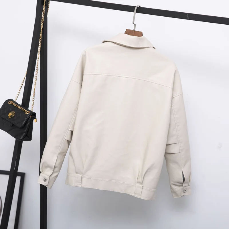 Najtaniej Fitaylor jesień kobiety Faux skórzana kurtka dorywczo luźne miękkie Pu motocykl punkowa skórzana kurtka kobiet zamek nit odzieży wierzchniej