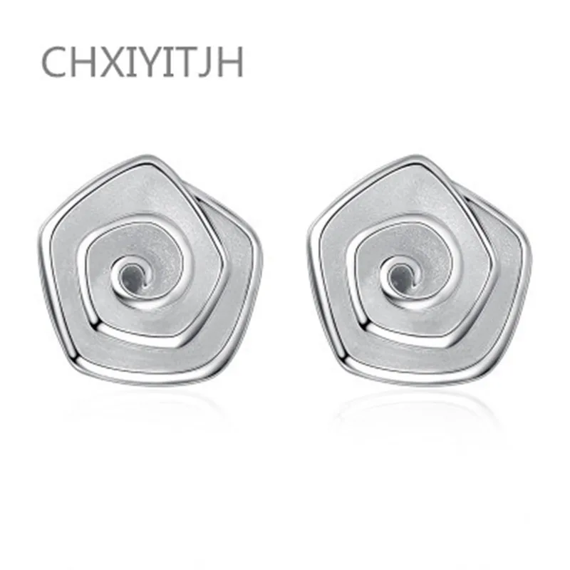

Sterling silver Stud earrings The spiral shapes Women fashion jewelry