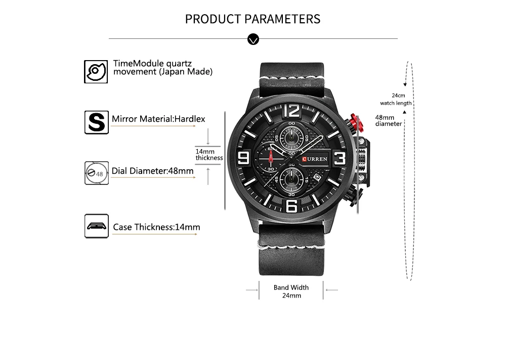 quartzo dos homens relógios marca superior pulseira