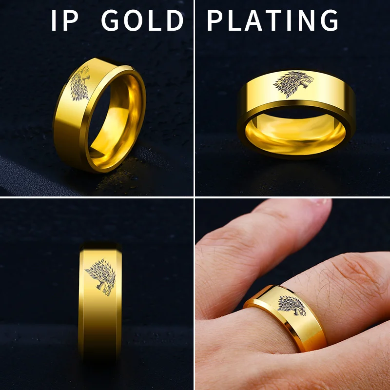 Beier 316L Stainless Steel nose viking wolf head Ring menAmulet Odin 's Symbol High Quality Wholesale Fashion jewelry LL001