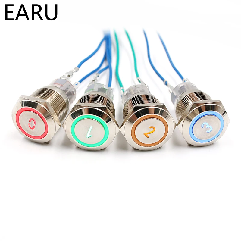 19 мм моментальная Перезагрузка Водонепроницаемый металлический кнопочный переключатель Led номер с буквенным принтом для детей 0, 1 2 3 4 5 6 7 8 9 10 Лифт по индивидуальному заказу