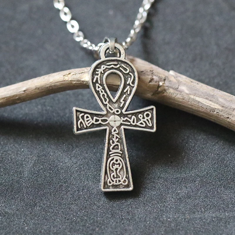 Египетский ключ жизни Ankh крест кулон ожерелье для мужчин женщин Винтаж античный серебряный бронзовый чокер колье Bijoux защита