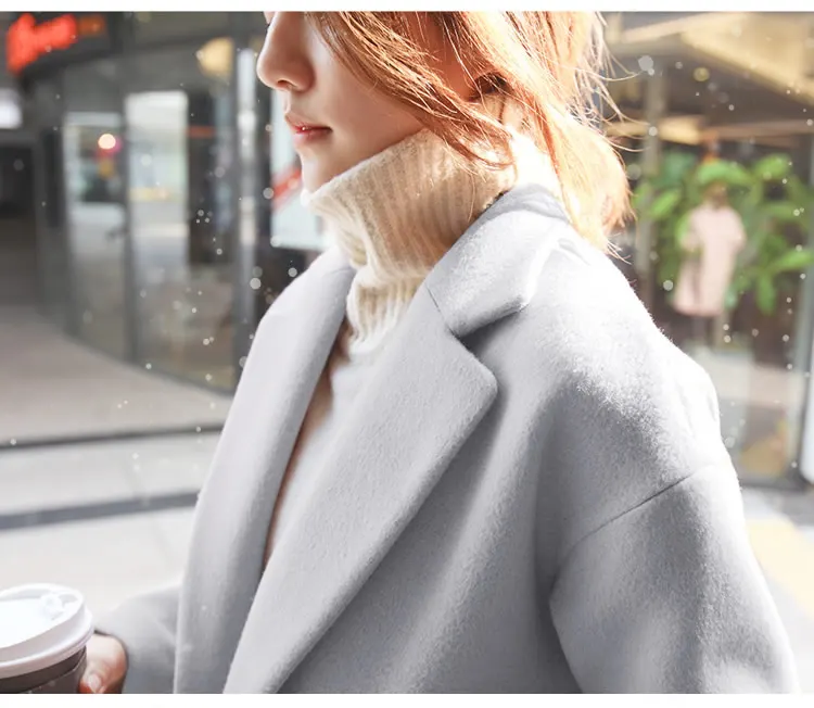 Осень и зима новая Корейская версия дикого большого размера шерстяное пальто модное повседневное модное женское пальто A251
