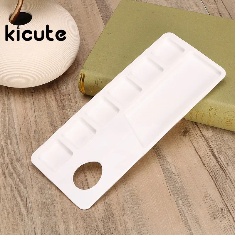 Kicute 7 Slots Plastic Oil Watercolor Painting Palette Art Mixing