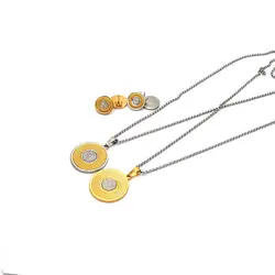 Для женщин ювелирные изделия для вечерние оптовая продажа ювелирных изделий из нержавеющей стали набор круглой формы с двумя цветная