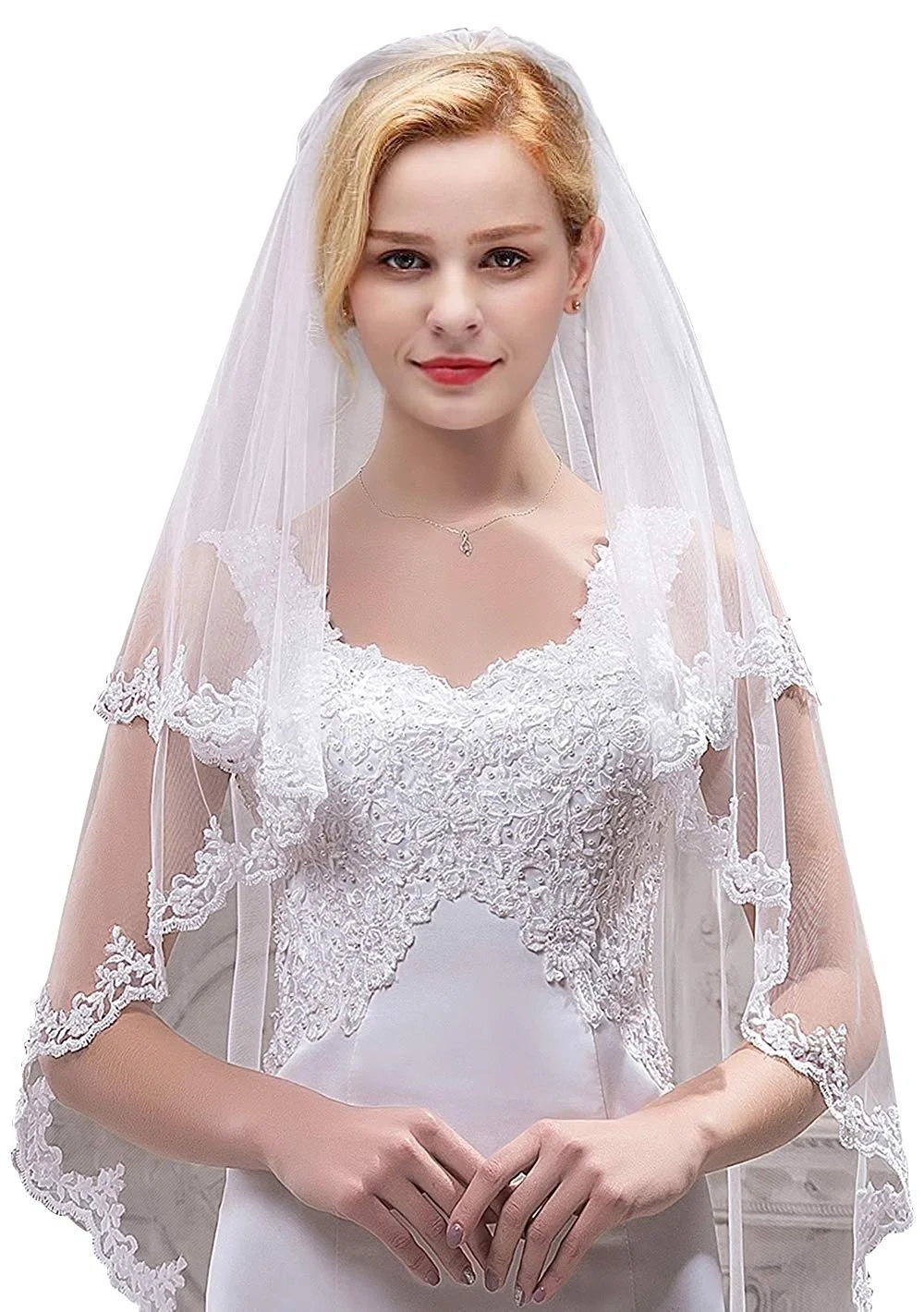 Женский короткий 2 ярусный тюль прозрачный кружевной свадебный для невесты вуаль с расческой свадебная фата vail бежевая вуаль двухслойная