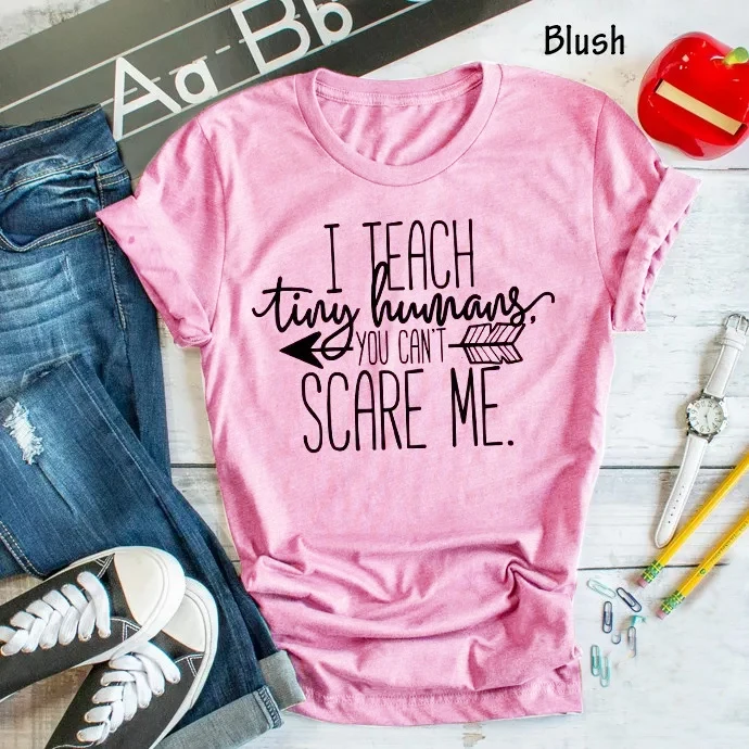 I teach You can't scare me Футболка подарок учителю гранж tumblr camiseta rosa feminina футболки графические женские модные топы Готическая футболка