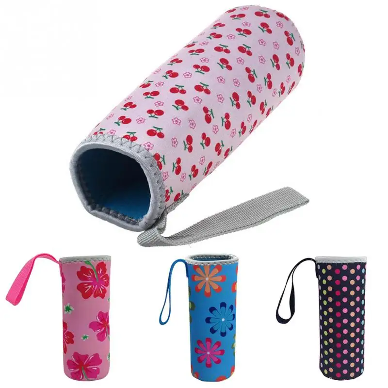 500ml Water Drinking Cup Cover Flower Print Portable Cups Bag Bottles