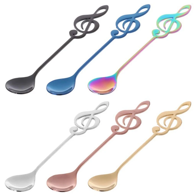 

1 PCS Coffee Spoon Stainless Steel Note Shape Music Theme Tea Stirring Spoon Small Ice Cream Dessert Scoop Flatware