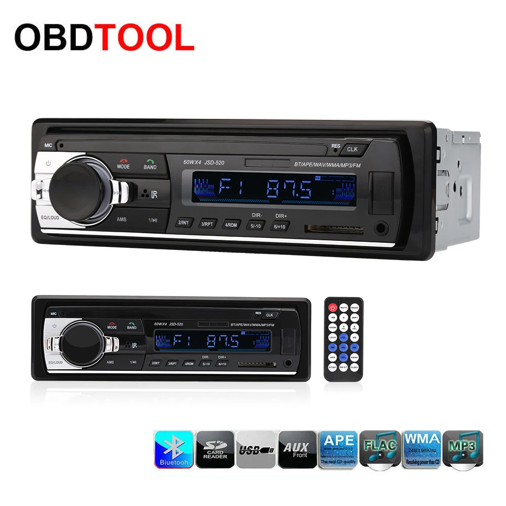 

2.5 Inch 1 Din Car Radio Stereo Player 12V Autoradio Bluetooth AUX-IN MP3 FM USB With Remote Control JSD520 Car Audio Player