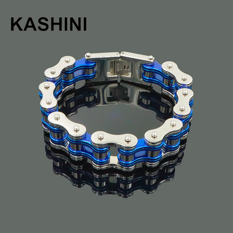 

Punk Bracelet Men's Steel Blue Motorcycle Chain Bracelets Men 316L Stainless Steel Biker Bracelet Fashion Trendy Jewelry Gift