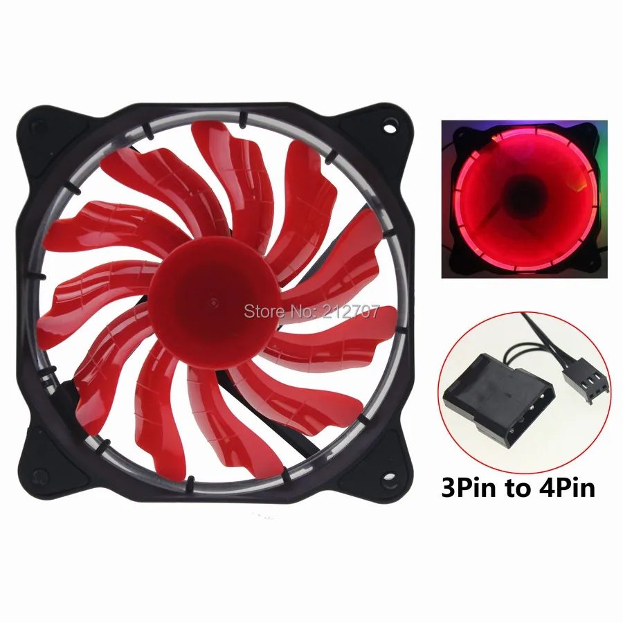 

2Pcs Red LED PC Computer Case Heatsink Cooler Cooling Fan DC 12V 120mm 120*120x25mm 12025S