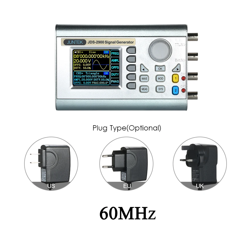 

Digital Dual channel DDS Signal Generator Counter Arbitrary Waveform Pulse Signal Generator Frequency Meter JDS2900 60MHz