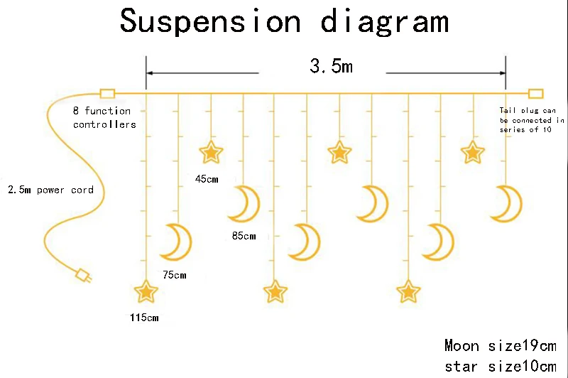 3,5 м, 220 В, ЕС, светодиодный светильник-занавеска в виде звезды, Луны, феи, s, Рождественская гирлянда, струнный светильник для улицы/дома, для свадебной вечеринки, Новогоднего декора