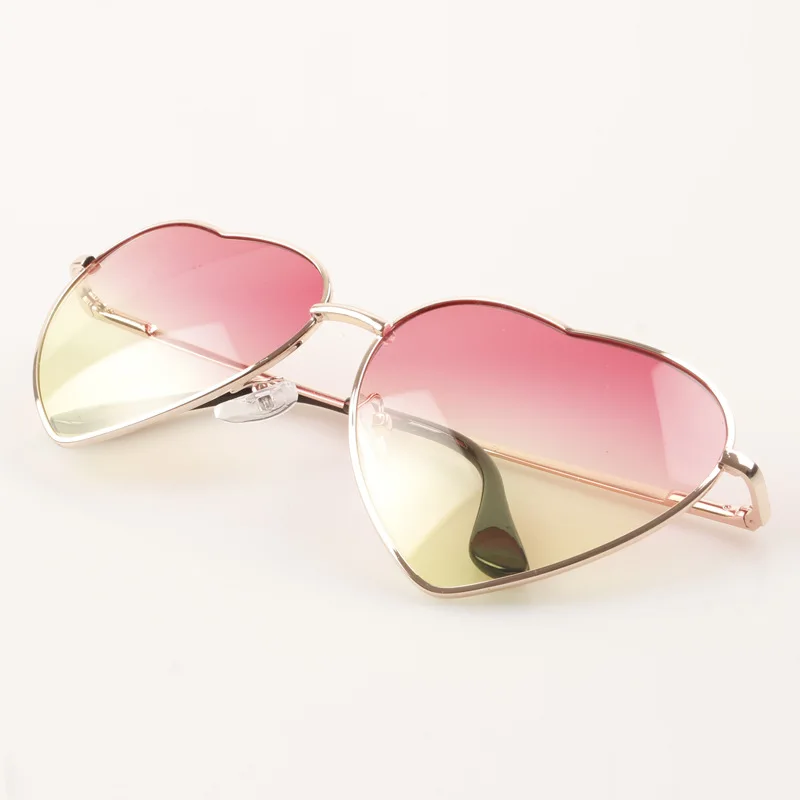 Женские солнцезащитные очки в форме сердца из металла Для женщин Брендовая Дизайнерская обувь модные оправы любовь линзы, солнцезащитные очки Oculos, UV400