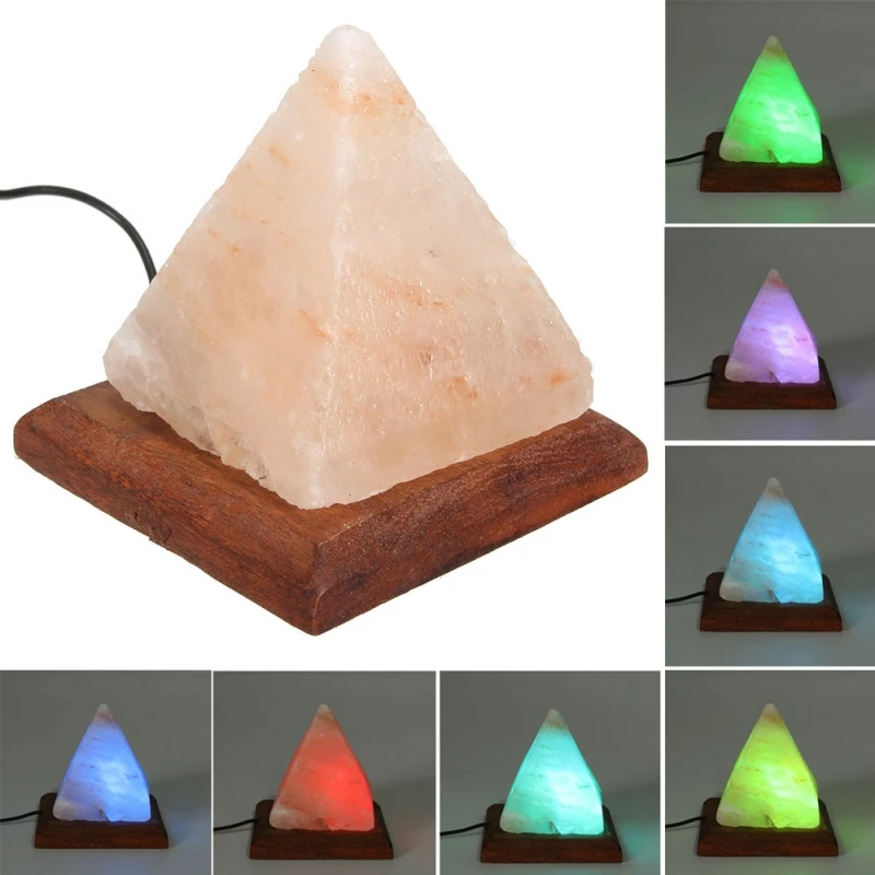 

USB Pyramid Style LED RGB Night Light Himalayan Salt Air Purifier Table Lamp