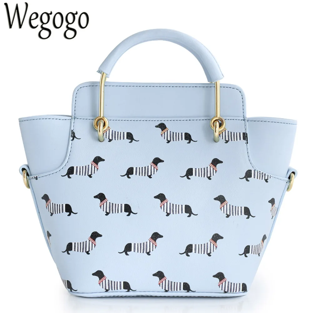 

Women Handbag Animal Prints Dog Stripes Trapeze Lady Candy Color Faux Leather PU For Woman Navy Style Totes Cross Body Bags