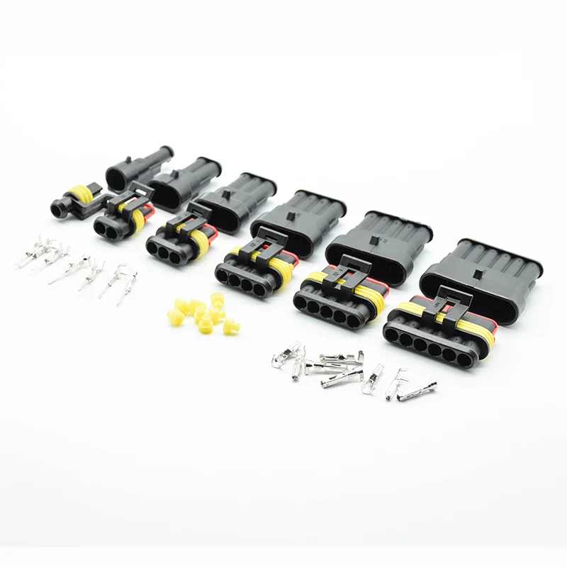 

2/5sets Kit 2pin 1/2//3/4/5/6 pins 18-15 AWG Way AMP Super seal Waterproof Electrical Wire Connector Plug for car connector