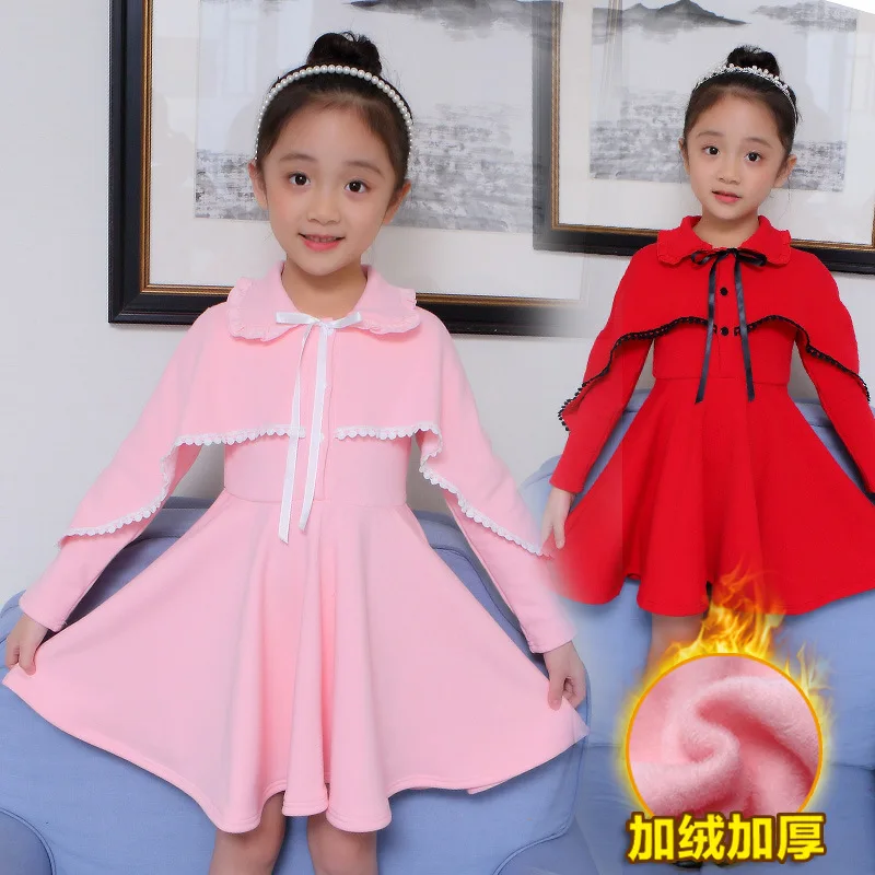 

Kids Girls Winter Dresses Party Clothes Size 4 6 8 10 12 Years Ruffles Long Sleeve Red Wool Dress Girls Christmas Costume 50S1A