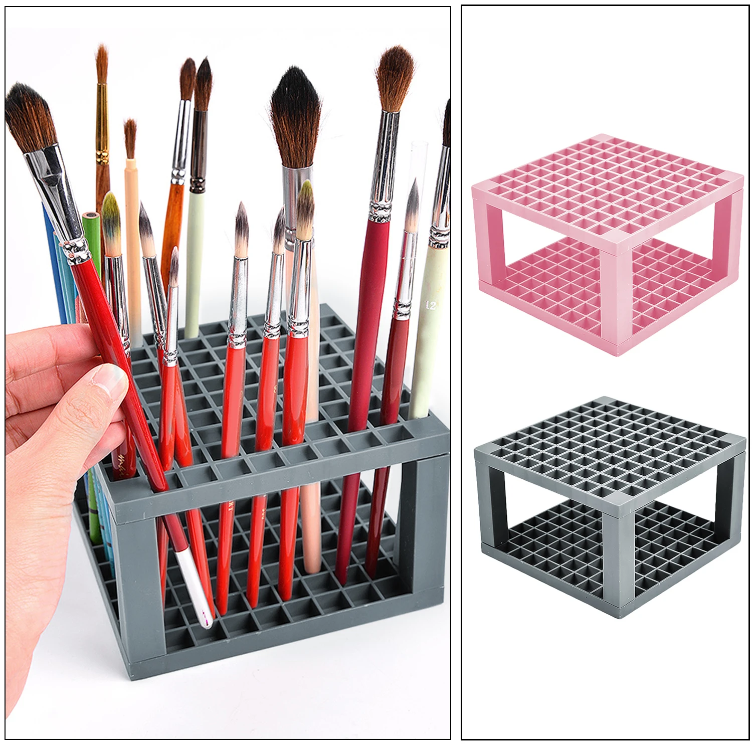 

96 Hole Plastic Pencil Holder Desk Stationary Standing Organizer for Pen Markers Colored Pencils Paint Brushes