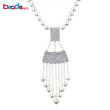 Beadsnice long pearl necklace with 925 sterling silver pendant micro pave wholesale freshwater pearl jewelry necklaces ID30597