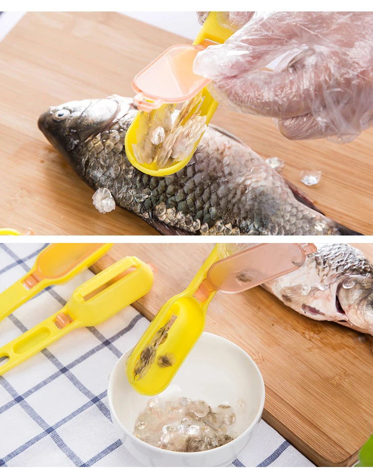 Kitchen Gadget Cooking Tools Fish Cleaning Knife Skinner Fish Skin Scraper Creative Platic Fish Scales Fishing Cleaning Remover