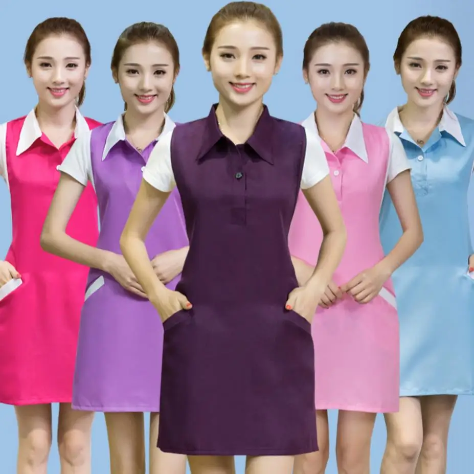 Free shipping beauty salon cosmetologist's work clothes nail mother and baby shop attendant anti-pollution apron female big code
