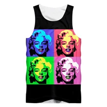 Модные спортивные Тэнк-топы Мэрилин Монро для мужчин и женщин с 3d принтом персонажа мышцв, Бодибилдинг жилет уличная хип хоп футболка без рукавов