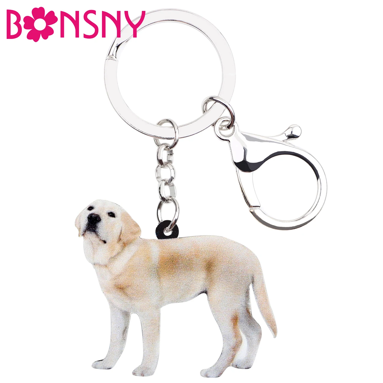 Bonsny, акриловый брелок для ключей с лабрадором и собакой, держатель для ключей, милые украшения в виде животных для женщин, девочек, сумка, подвеска в автомобиль, подарок, милые Подвески для домашних животных