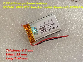 

3.7V lithium polymer battery 652540 MP3 DIY Speaker millet Bluetooth 900MAH