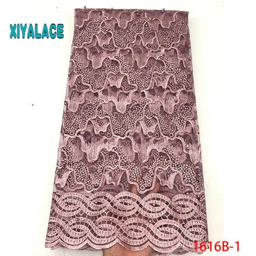 Нигерийская бисерная кружевная ткань высокого качества африканский 3D чистый кружевной материал для свадьбы французский кружевной тюлевый материал для платья YA1666B-1 - Цвет: 1666B-1