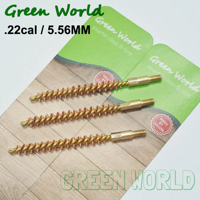 Green World 3 шт./лот. 22cal-. 35cal бронзовая Щетка с латунным держателем и сердечником, щетка для чистки ружья, блистерная посылка, нить 8-32 - Цвет: .22cal 5.56mm