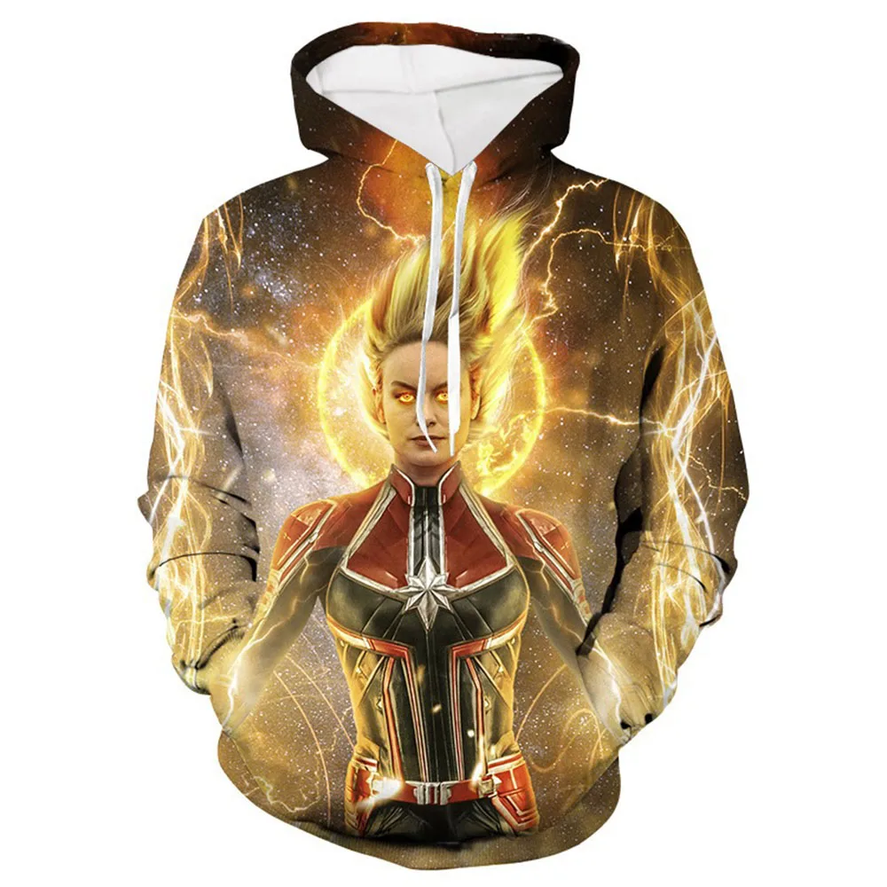AudWhale Captain Maevel Hoodies For Men Anime Captain Marval Men's Hoodies Printed Full Sleeve Avengers Endgame Hoodie