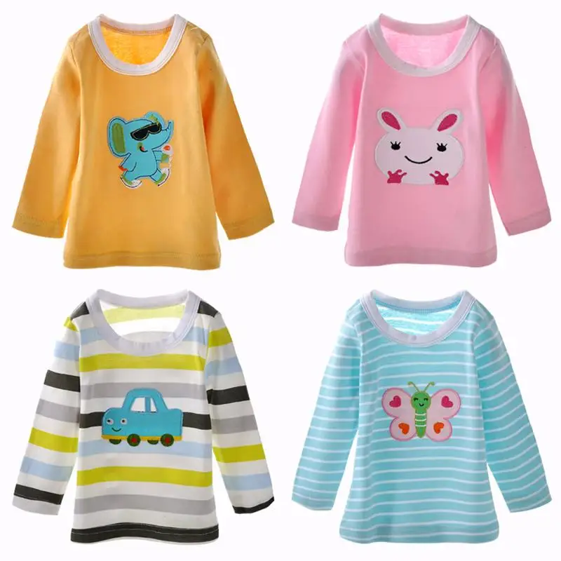 2/3/5 шт./упаковка хлопковая футболка с длинным рукавом принтом|kids tees|boys long sleevegirl boy |