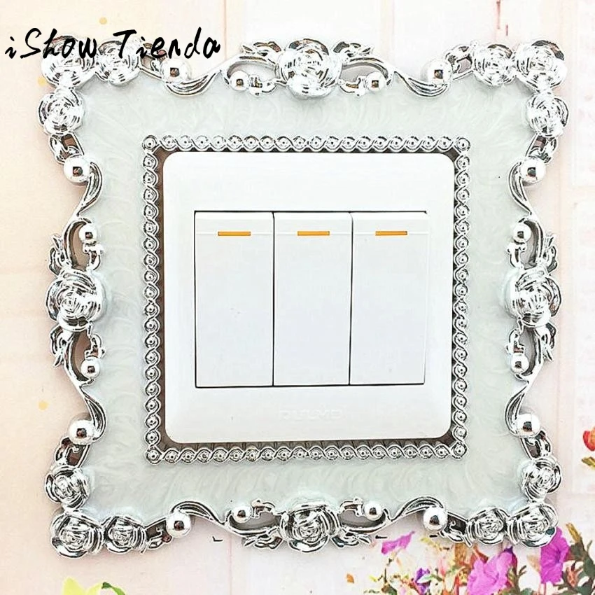 

Home Switch Cover Square Shape Switch Wall Light Socket Stickers Room Decoration Espelho De Parede #P