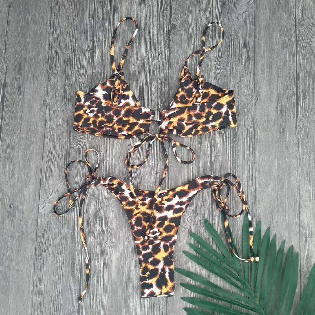ITFABS, женский сексуальный леопардовый комплект бикини, пуш-ап Мягкий купальник, купальный костюм, пляжная одежда