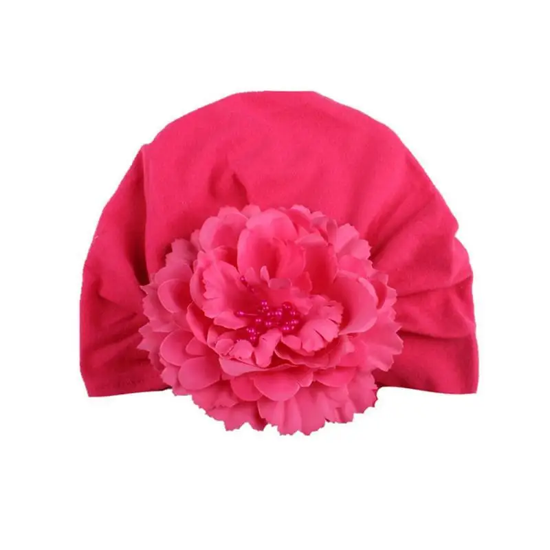 Rose Red 1 шт. Lytwtw's новая модная Цветочная шапочка для маленьких девочек, эластичная детская чалма для новорожденных, шапки для девочек, хлопковая Младенческая шапочка, шапочка - Цвет: Rose Red