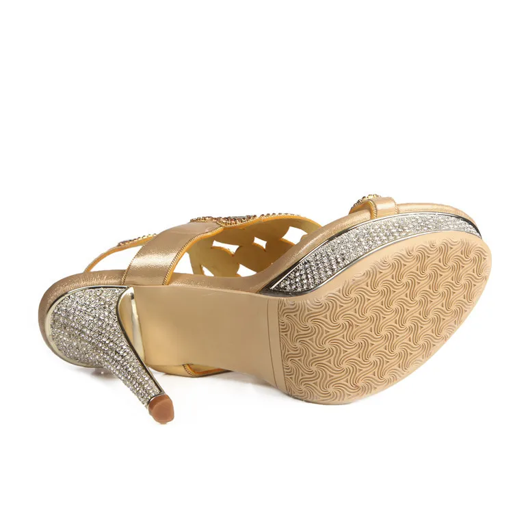 Women Elegant Fashion Platform Diamond Sexy High Heeled Ladies Crystal Sandals Gold Peep Toe Shoes Wedding16