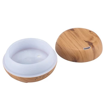 

-Round Ultrasonic Humidifier 300Ml Mist Maker Aroma Diffuser With Colorful Led Light Wood Grain Aromatherapy Diffuser Machine