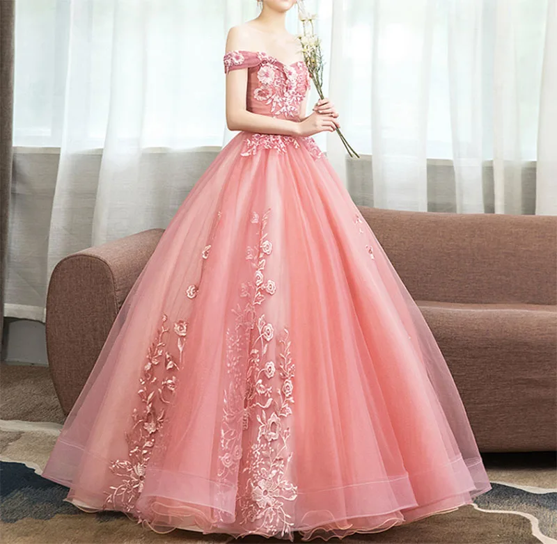 New Off The Shoulder Dress Sweet 16 Quinceanera Dresses Ball Gown Long Prom Dress Lace Appliques G0126