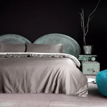 

CHAUSUB Quality Duvet Cover Set 4PC Solid Color 60S Satin Egyptian Cotton Bedding Set King Queen Size Cover Bed Sheet Pillowcase