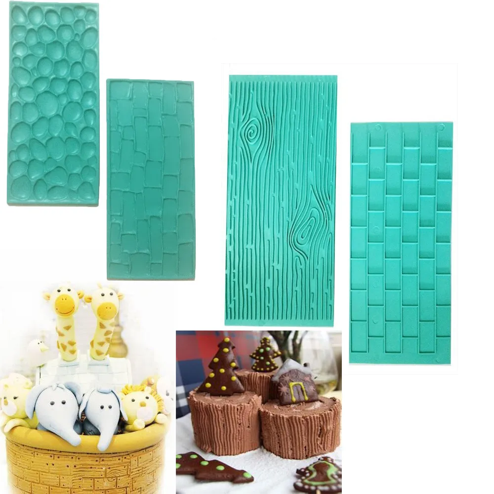 

ilicone Cake Stencil Chocolate Cake Fondant Mould Baking Sugarcraft Decorating Molds Tools Bark printed Creative practical 2