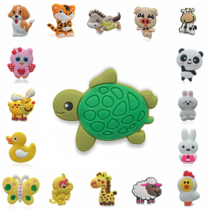 

1pcs Animals PVC Cartoon Shoe Charms Shoe decoration Buckles Accessories Fit Bracelets Croc JIBZ Kids Gifts