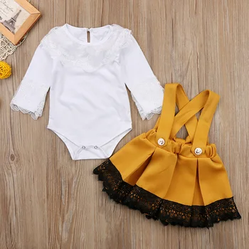 

Princess Newborn Baby Clothing Set Long Sleeve Lace Romper Tops+Back Bow Tutu Overall Dress 2PCS Outfits Children Clothes