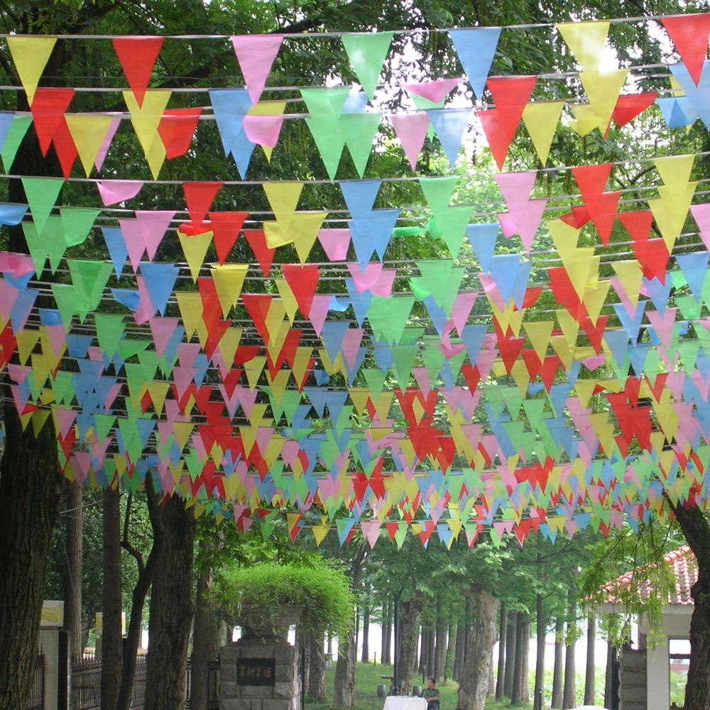

10 Piece 70 Meter Beautiful Triangular Flag Banners For Outdoor Wedding Baby Shower Birthday Party Outdoor Decoration Bunting